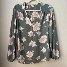 Pleione Floral Blouse - Olive and Blush