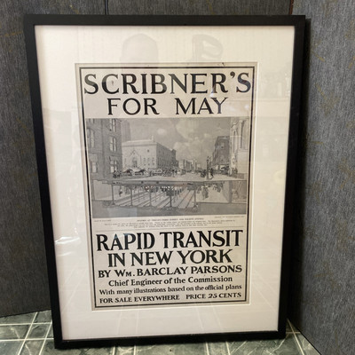 1900 Scribner s Rapid Transit In New York Original Poster Jules Guérin Litho