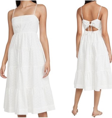 Line & Dot Dress Women Large White Eyelet Charlotte Embroidered Midi NWT Boho
