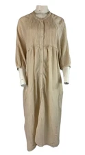 Oak Fort Sz XL Boho Peasant Minimalist Oversized Maxi Shirt Dress Beige       AW