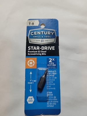 T-8 Century Drill & Tool Star Drive Premium s2 Steel 1'' Screwdriving Bit #60708