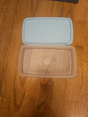 Vintage Tupperware Rectangular Sheer Cold Cut  Keeper #816 & Aqua Blue Lid #817