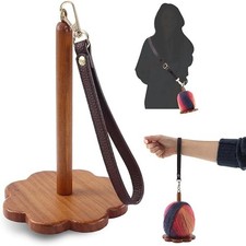 Portable Wrist Yarn Holder for Crocheting Wooden Ball with Brown
