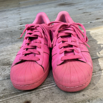 adidas Superstar Pharrell Williams Pink Leather Low Top Sneakers Mens 10.5