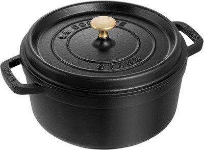 Staub Cast Iron 4QT Round Cocotte Dutch Oven - Black (Open Box)