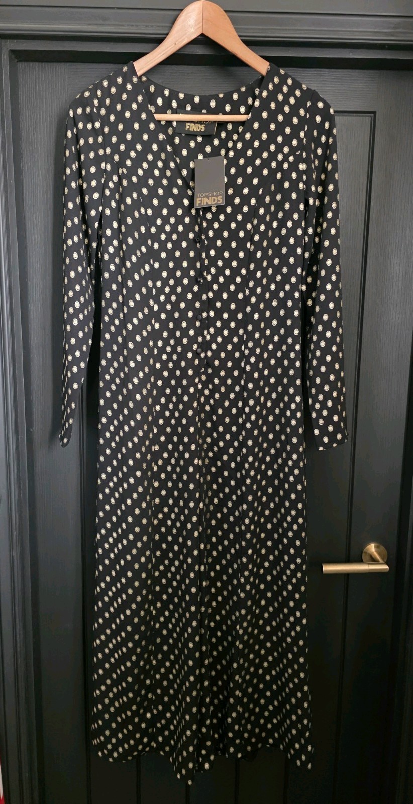 Topshop Finds Black & Gold Spotty Chiffon Crop Leg Jumpsuit Size 8 BNWT RRP £49 image 2