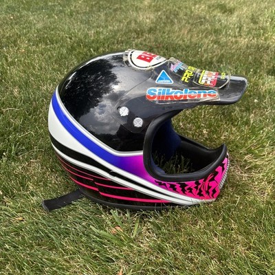Vintage BELL MOTO 4 Motorcycle HELMET Cross Flow Troy Lee Autograph 59 7 3/8