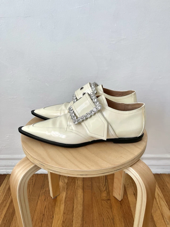 Maison Margiela Patent Leather Crystal Embellished Buckle Shoes Size 39 Womens - Image 4 of 4