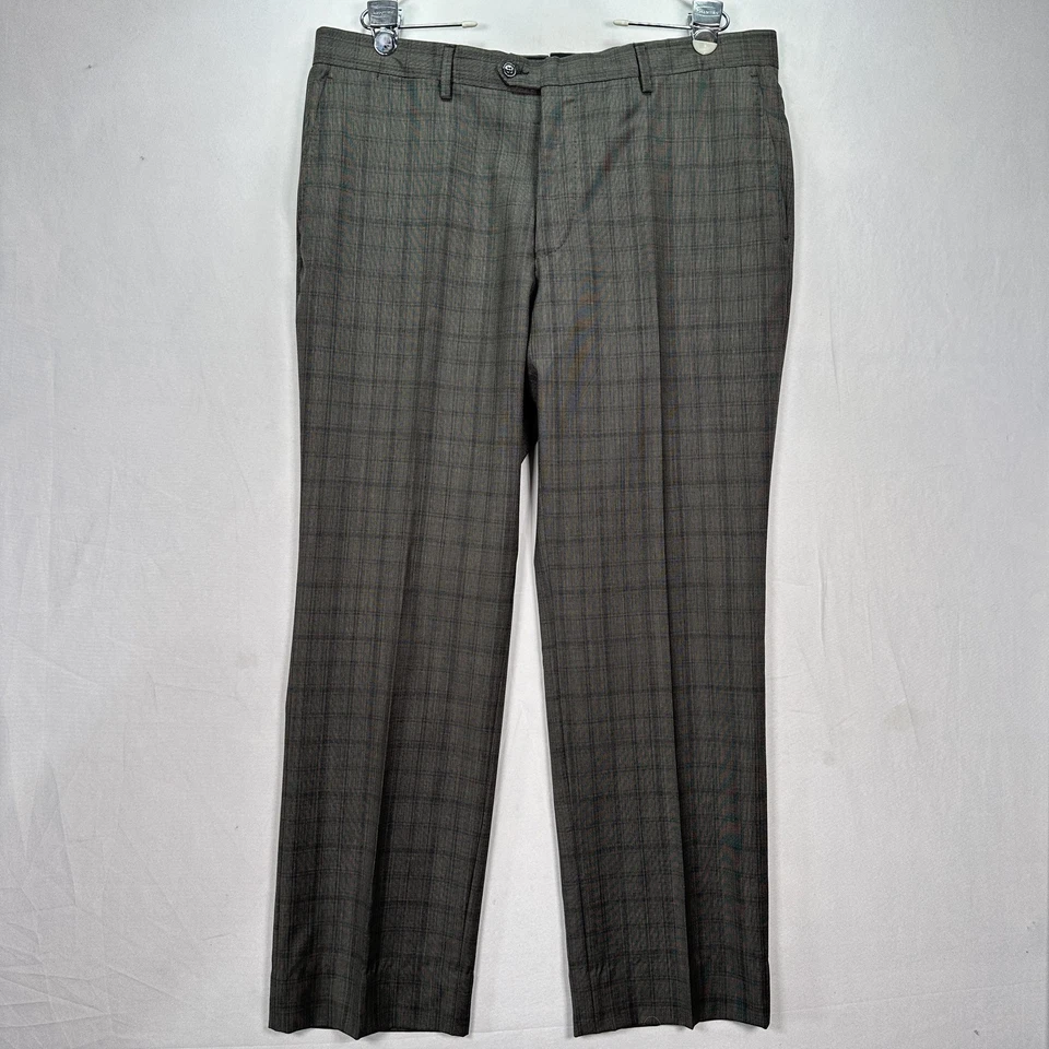 Versace Collection Suit Mens 44 US 56 EU Gray Plaid Wool 2-Piece Jacket Pants 38 - Image 3 of 4