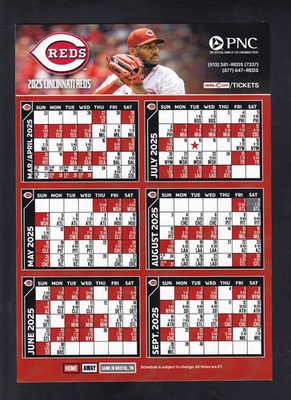 #ad #ad 2025 Cincinnati Reds Sticker Schedule PNC Bank $4.66