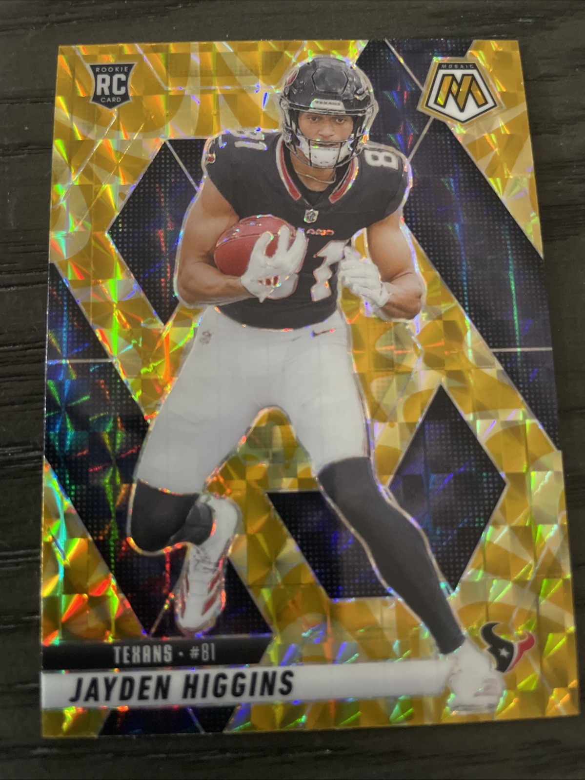 2025 Panini Mosaic Football Jayden Higgins Reactive Yellow Prizm 346