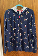 Disney Navy Knit Full Zip Hoodie Mickey Mouse Graphic Print Men's XL