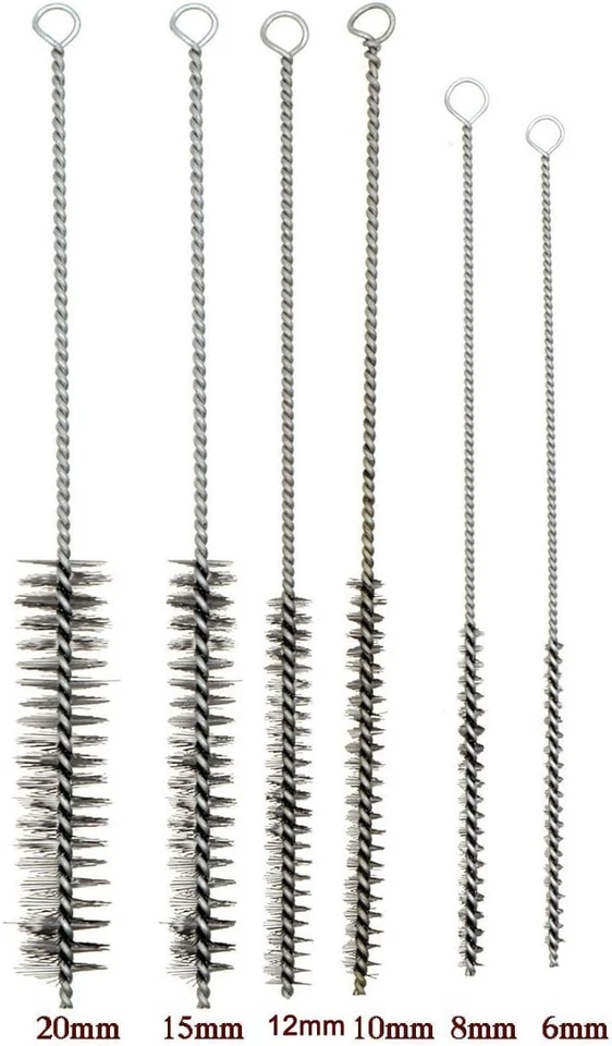 Kit de 12 piezas de cepillo de tubo de acero inoxidable/latón redondo limpiador de tubos mango largo Foto 3 de 4