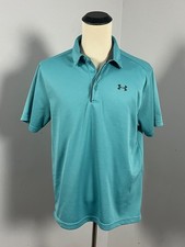 Under Armour Performance Tech Short Sleeve Golf Polo Shirt Blue Men's XL