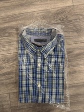 Banana Republic Men's Blue Green White Plaid Button-Front Shirt Size M