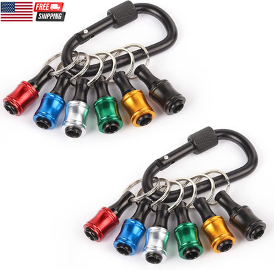 Push to Unlock, 6Pcs 1/4 Inch Hex Shank Aluminum Alloy Screwdriver Bit Holder Li