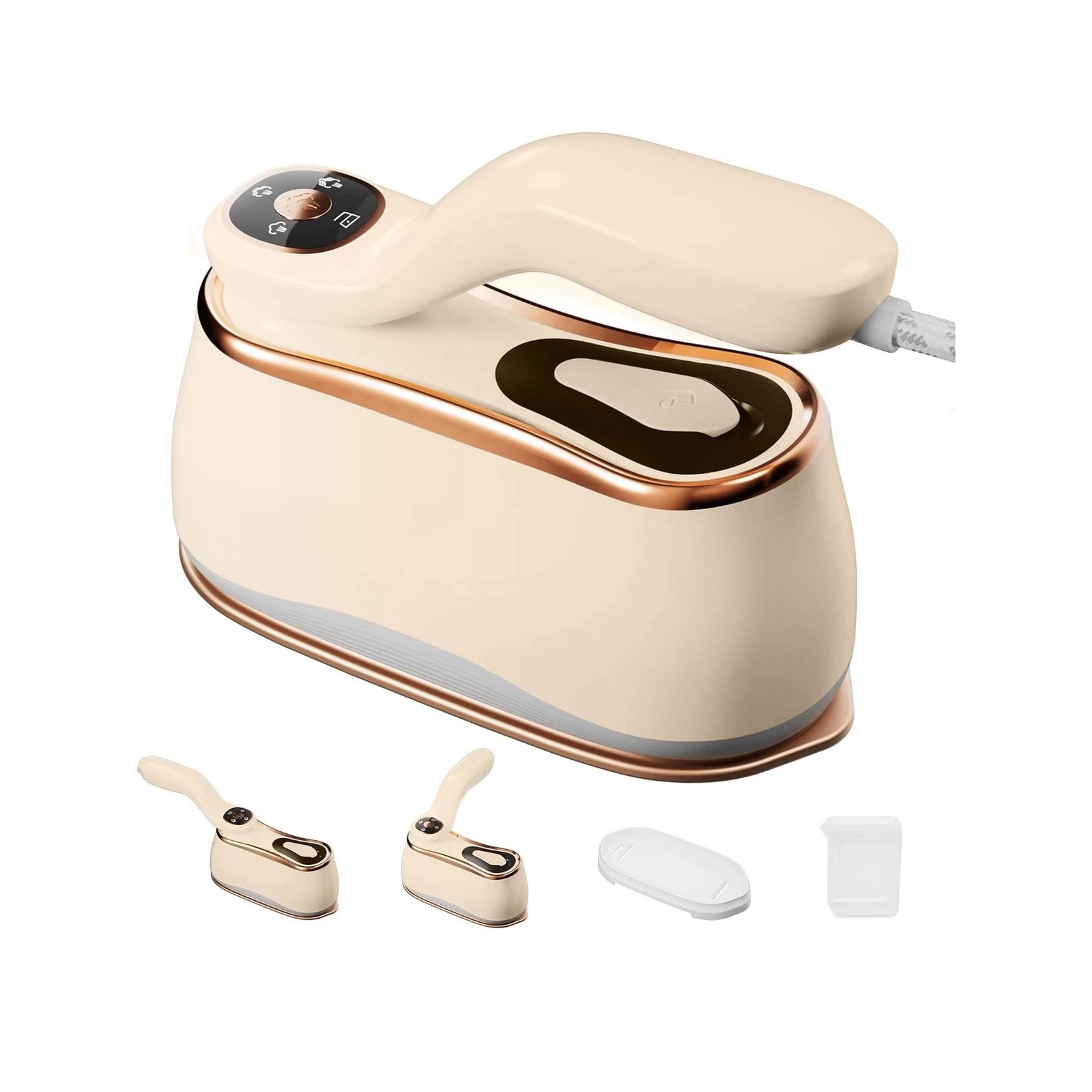 Portable Clothes Steamer 175x80mm Ceramic Glaze Panel Iron LCD 220ml Water Ta...