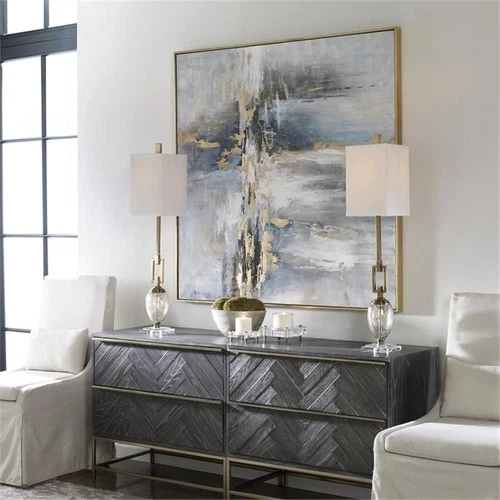 Uttermost Road Less Traveled Contemporary Wood and Canvas Abstract Art in Gray - Picture 9 of 10