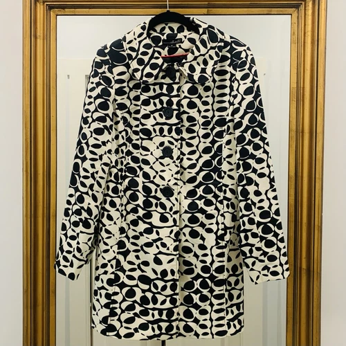 WILLI SMITH Trench Coat Medium Nero Off White Stampa Cerchio Lunghezza Media Foderato Us intime Ottimeioni