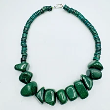 Green Aventurine Quartz Necklace Dyed Discs 138g Boho Tribal Gem Tested Chunky