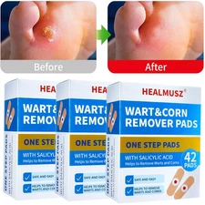 42-126pcs Wart & Corn Remover Pads for Feet Toes Effective Medicated Bandages