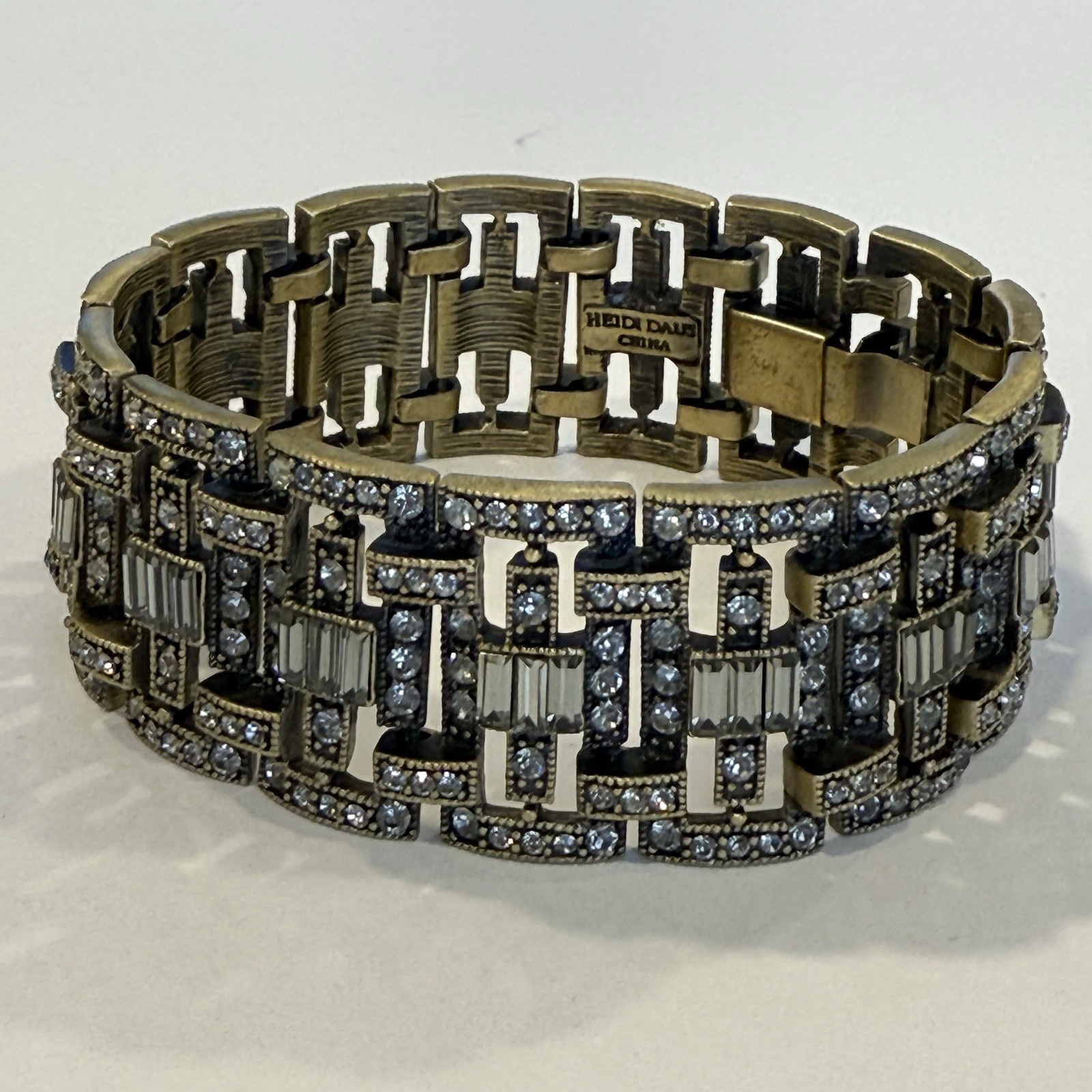 Heidi Daus Rhinestone Wide Statement Bracelet Gra… - image 3