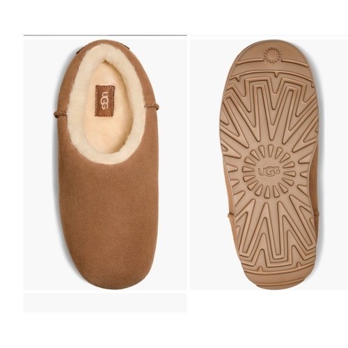 UGG Pumped Slippers Suede Ochre Brown Round Toe Logo Patch Women's Size 10 New - Picture 10 of 12