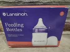Lansinoh Feeding Bottles 3 bottles 5oz . 3 Natural Wave Nipples. Small 1 . NOB