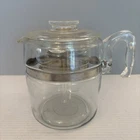 VTG Pyrex Flame Ware Glass Percolator 9 Cup Coffee Pot Complete Set