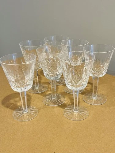 Set of 7  Waterford Crystal Lismore Wine Glasses Vintage