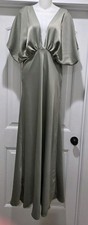 Anthropologie BHLDN Leila Deep-V Flutter Sleeve Gown Maxi Dress Meadow Mist 12