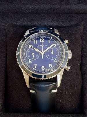 MONTBLANC 1858 AUTOMATIC CHRONOGRAPH Uhr ID: 126912, Blau, Lederarmband