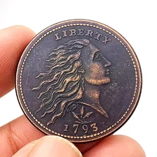 1793 Flowing Hair Large Cents coin As shown in the figure Complete appearance