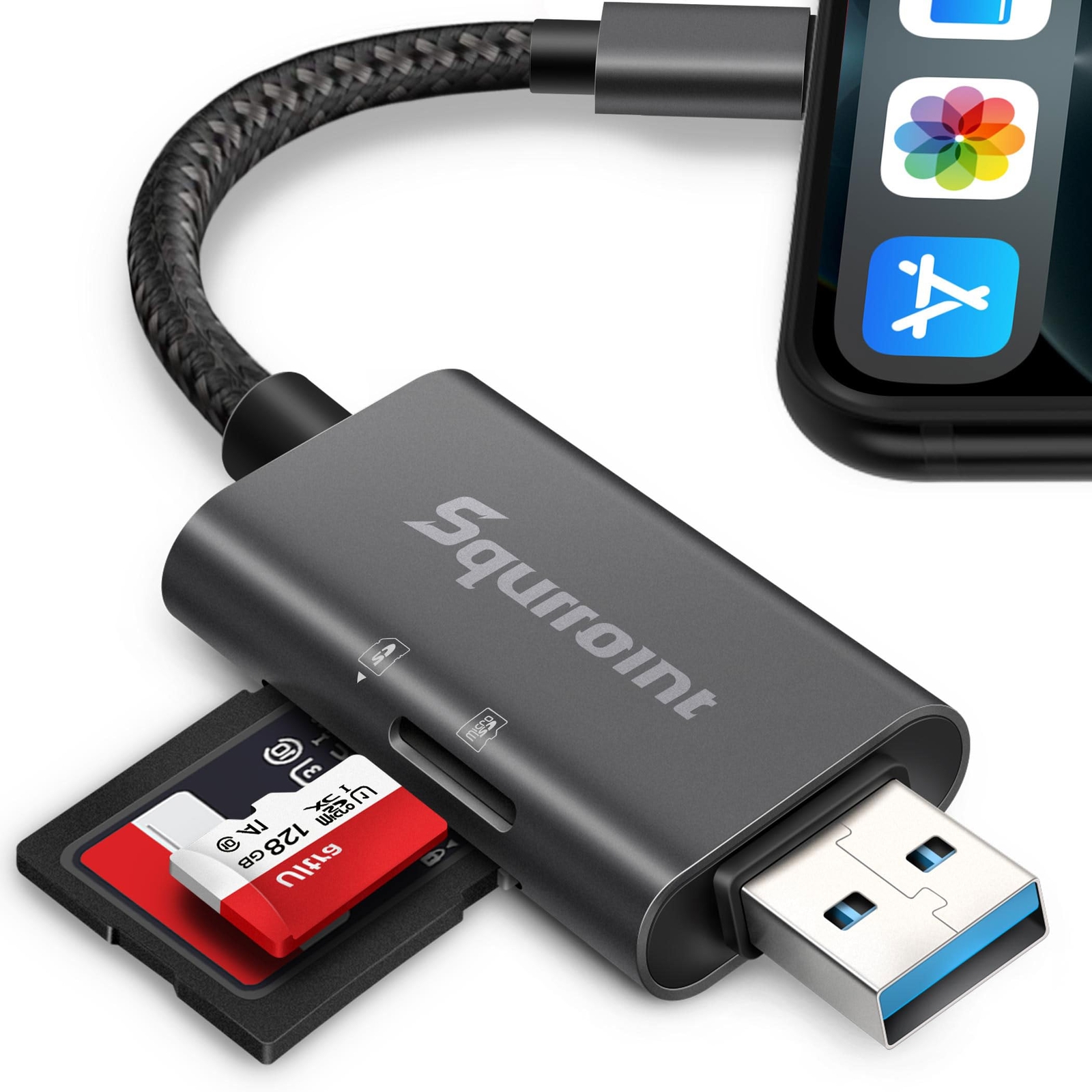 SD Card Reader for iPhone/iPad,Trail Camera SD Viewer Reader Adapter,USB Memo...