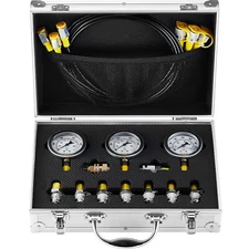 VEVOR Hydraulic Pressure Test Kit 3 Gauges 9 Test Couplings 3 Test Hoses Case