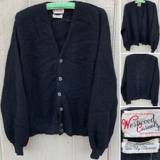 vintage Two Ply Alpaca knit cardigan sweater atomic mod Westwood Casuals L XL