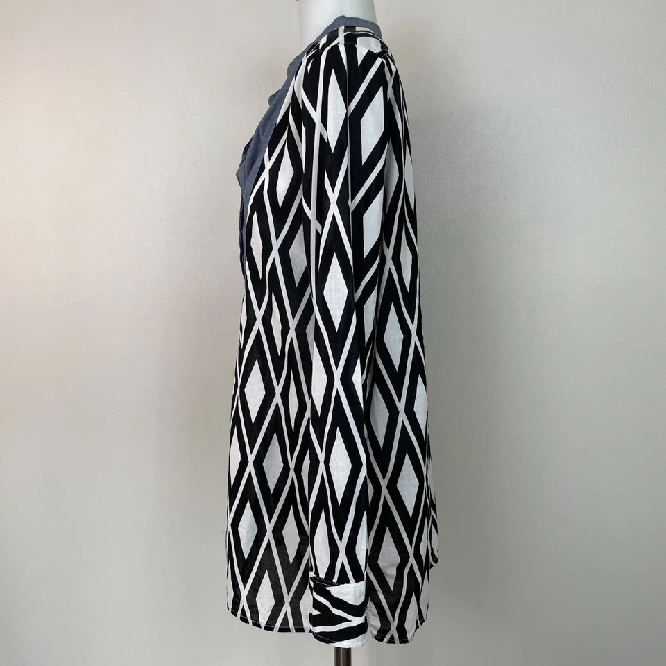 J. Blusa feminina Crew túnica top média preta branca diamante leve algodão - Imagem 4 de 4
