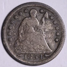 1854 Seated Liberty Half Dime CHOICE VG FREE SHIPPING E688 RCM