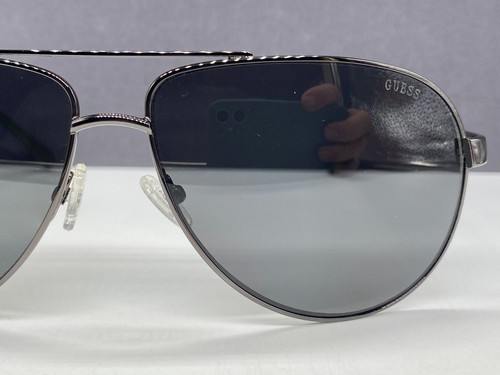 Guess Sonnenbrille Herren Damen groß XL Silber gun Pilot NP: 209€ GUP 1020