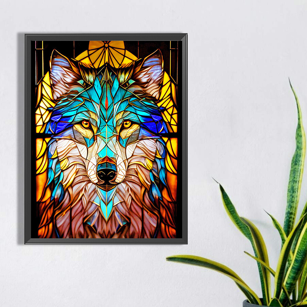 5D DIY Full Round Drill Diamond Painting Stained Glass Animal Kit Home