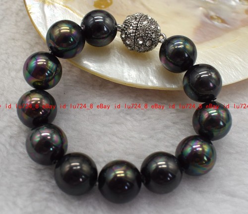 Pretty 12mm Natural Multicolor Gemstone Round Beads Bracelet 7.5" Magnetic Clasp - Picture 210 of 216