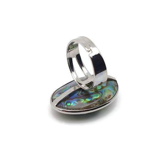 Ring Rainbow Paua Shell Natural Abalone Handmade Boho Adjustable Silver Plated - Picture 10 of 77