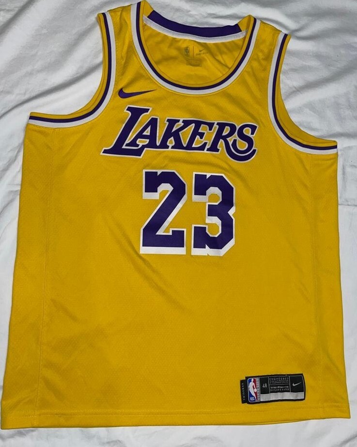 Nike LA Los Angeles Lakers #23 Lebron James Dri-fit Jersey Size 48