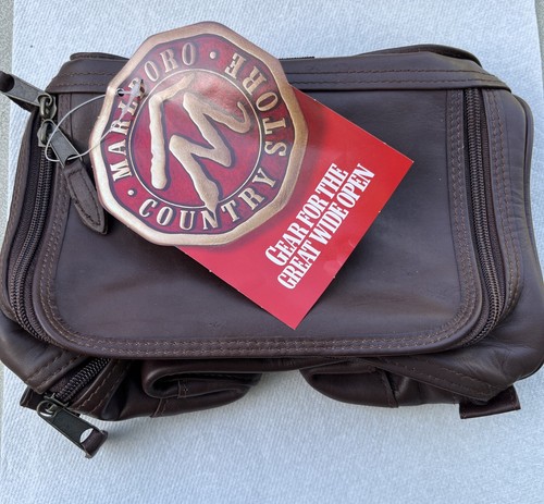 Marlboro Country Store Vintage 1994 Brown Leather Toiletry Bag NWT Shaving Kit