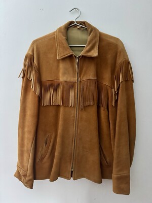 RARE! Great Looking Vintage 60s Deerskin Swede Fringe Jacket  Western Cowboy HTF