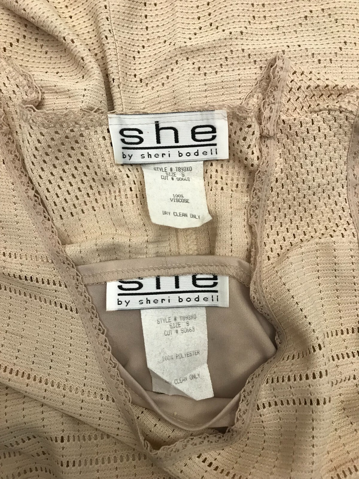 Vintage SHE Nude Laser Cut Overlay Long/Full Length A… - Gem