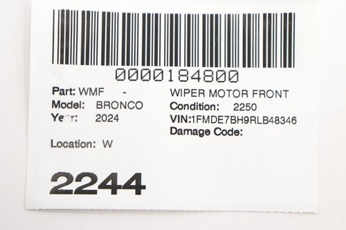 2021 - 2025 FORD BRONCO FRONT WINDSHIELD WIPER TRANSMISSION LINKAGE W/ MOTOR OEM - Picture 13 of 13