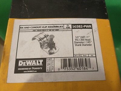100, DeWalt Bx And Conduit Clip Assemblies 50382-pwr 1/2'' Emt