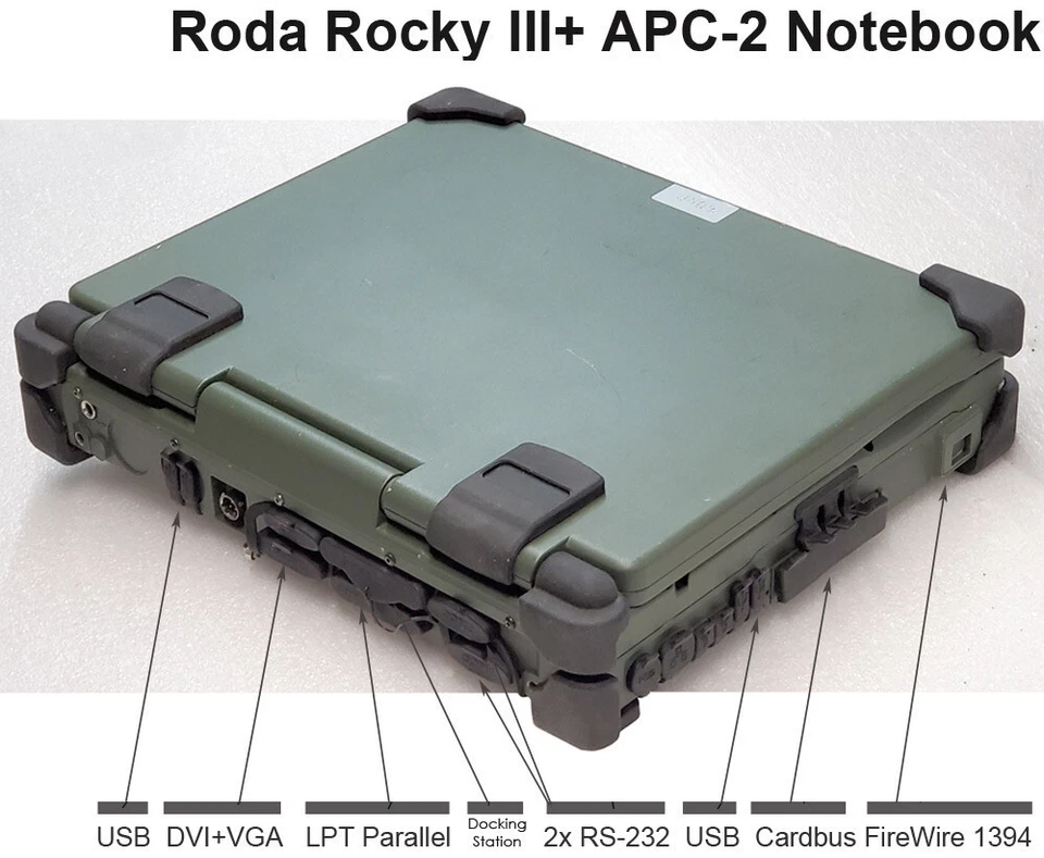 RUGGED NOTEBOOK RODA 320GB WINDOWS XP RS-232 LPT PCMCIA FIREWIRE BUNDESWEHR RO2 - Bild 4 von 4