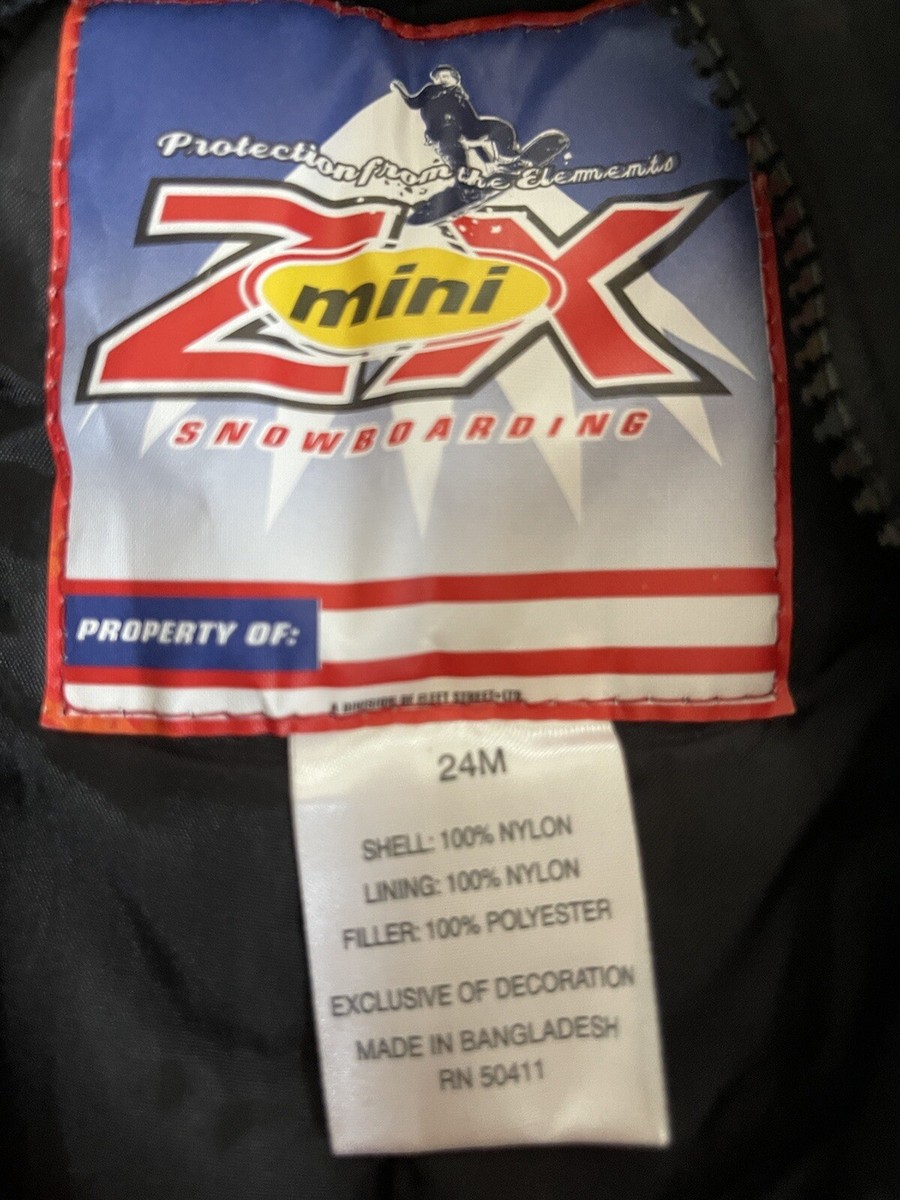 ZX snowboarding 24 month snow bibs black nylon suit ski